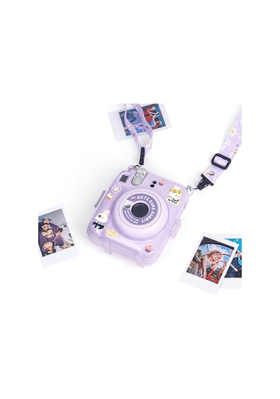 Instax Mini 12 Makine Uyumlu Lila Simli Pleksi Kılıf