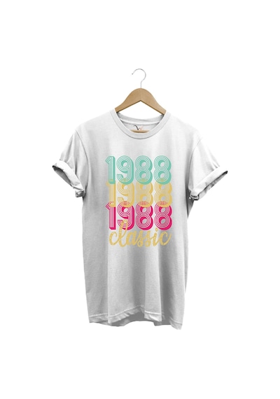 1988 Retro Vintage Classic Baskılı %100 Pamuk Regular Fit Unisex T-shirt Beyaz