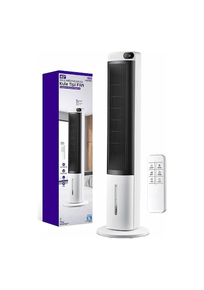 70w Buz Akülü Kule Tipi Vantilatör / Uzaktan Kumandalı / 3l Su Hazneli / 24 Saat Zaman Ayarlı Fan