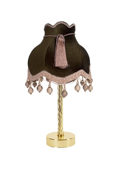 Haki Yeşil Kadife Yatak Odası Salon İçin Vintage Abajur AB0352 Diğer