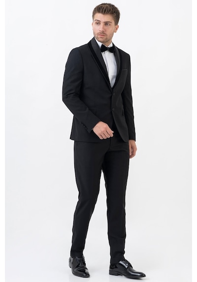 White Stone Meksiko D112 Şal Yaka Slim Fit Damatlık Takım Elbise Siyah - 44 Siyah