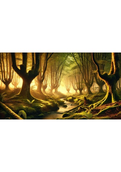 Doğa Ve Manzara Gizemli Orman 01 Çerçevesiz 90x60cm Pvc Tablo