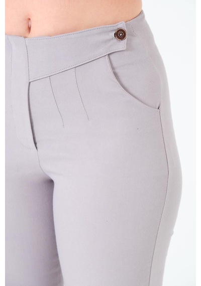 Sortie Collection Tek Düğmeli Gabardin Pantalon Gri