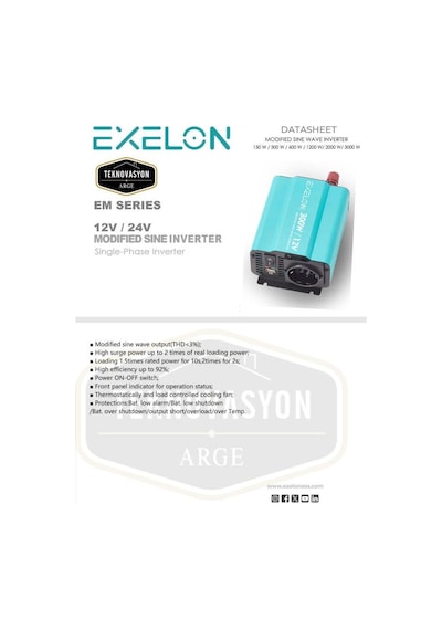 Exelon  Modifiye Sinüs 300W 12V İnverter