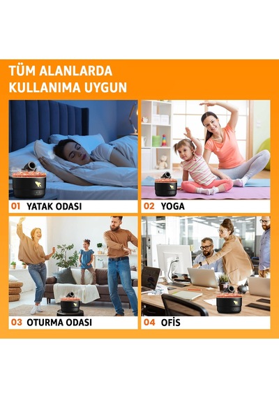 Robeve Volkanik Lav Efektli Topçu Tasarım Aromaterapi Hava Nemlendirici Renkli Led Işıklı, Sessiz Çalışan, Su Bittiğinde Otomatik Kapanan Difüzör Ev & Ofis Kullanımı Için Siyah