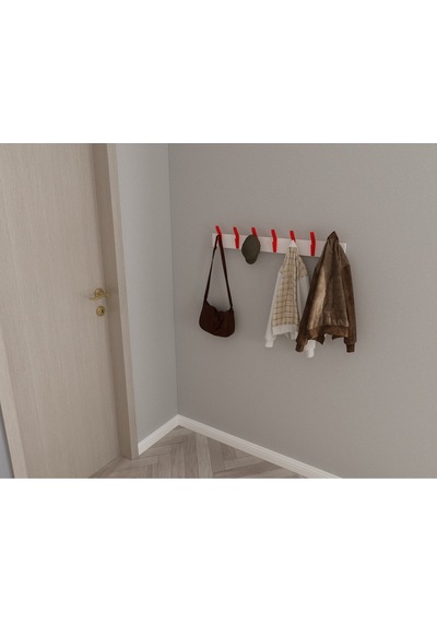 Hepsi3boyutlu Modern Duvar & Kapı Kanca Askılık - 7 Adet Kırmızı Kanca Askılık - Model No : 3 Kırmızı