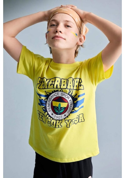 Defacto Fenerbahçe Kısa Kollu Pijama Üst Şort Pijama Alt 2li Pijama Takımı Erkek Çocuk H7338a826hsyl291 Sarı-yl291