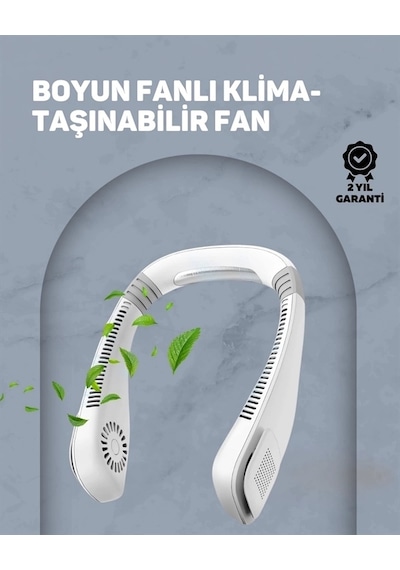 Usb Şarjlı Giyilebilir Fan 5 Kademeli Rüzgar Hızı, Sessiz Turbo Soğutma, 360 Hava Sirkülasyonu