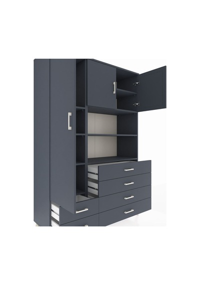 Hyperion Dolap 8 Raflı 6 Çekmeceli 3 Kapaklı 132x44x195 Antrasit-antrasit/antrasit Antrasıt/antrasıt Hyperion Dolap 8 Raflı 6 Çekmeceli 3 Kapaklı 132x44x195 Antrasit-antrasit/antrasit Antrasıt/antrasıt
