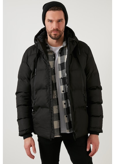 Buratti Kapüşonlu Suya Ve Rüzgara Dayanıklı Soğuk Geçirmez Slim Fit Erkek Mont 5717101 Siyah