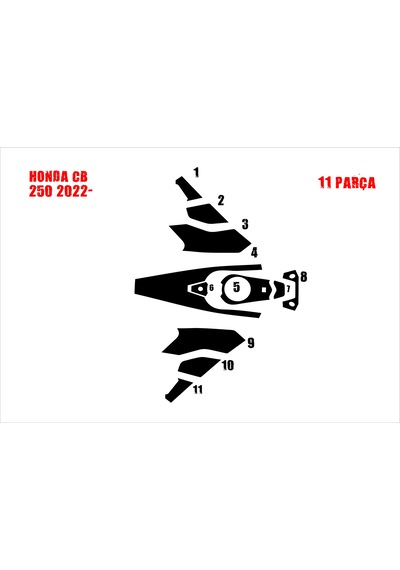 Honda Cb 250 2022- Tank Pad Ve Grenaj Kaplama Siyah