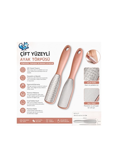 Çift Taraflı Ayak Törpüsü Paslanmaz Çelik Nasır Ve Topuk Çatlağı Törpüsü, Ergonomik Saplı, Is