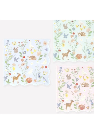 Meri Meri - Little Animals Large Napkins - Minik Hayvanlar Peçeteler - L - 16 Adet