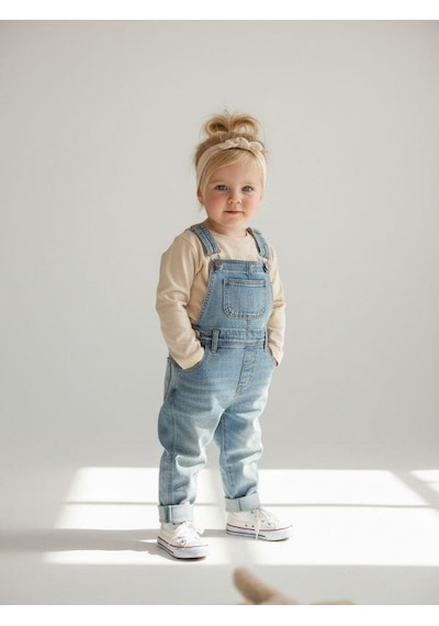 Zekids Kız Bebek Çiçek Desenli Pamuklu Uzun Kollu Bluz-16943 KREM