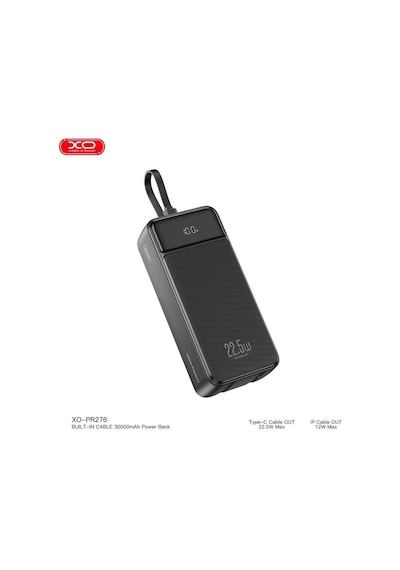 Pr276 22.5w+20w 3 Çıkışlı Dijital Ekranlı Fast Hızlı Şarj 2c Port, 1ip 30000mah Powerbank Beyaz