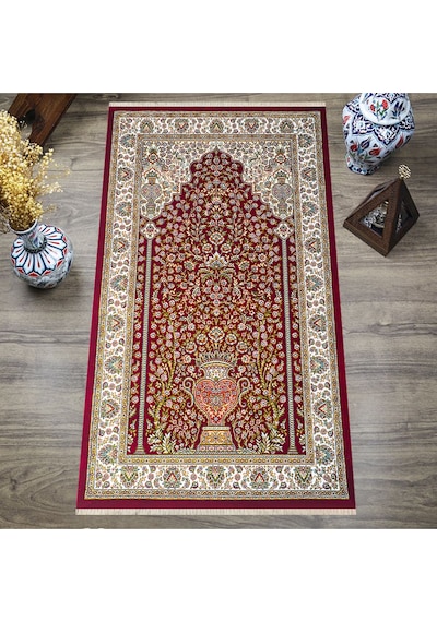 Dijital Baskılı, Yıkanabilir, Yumuşak Dokulu Çocuk Ve Yetişkin Seccade S-dot-n108 Kırmızı