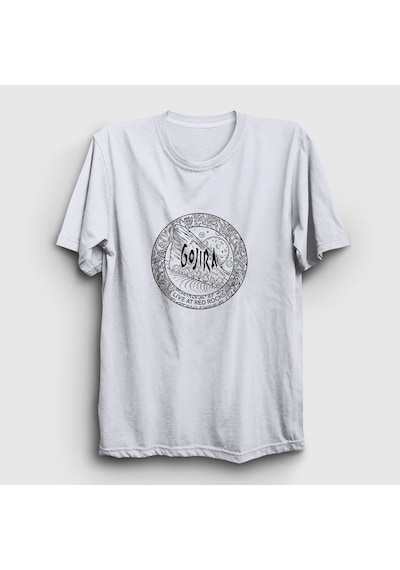 Presmono Unisex Red Rocks Gojira T-shirt Beyaz