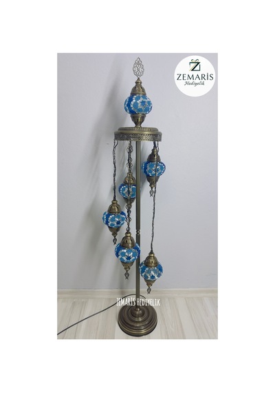 El Yapımı Otantik Mozaik Lambader 6 Lı Mavi - 805088843 Diğer