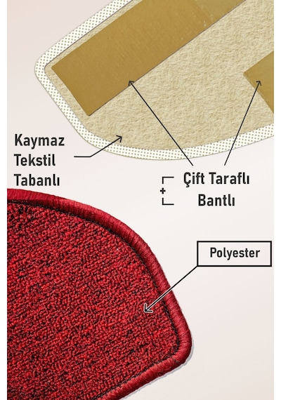 Yarım Ay Bukle Halıdan Ekonomik Basamak Ve Merdiven Paspası - Bordo / Adet Olarak Satılır Null