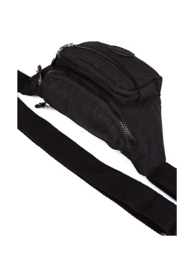 Newish Polo Krinkıl Kumaş Bel Ve Omuz Çantası-free Bag Siyah