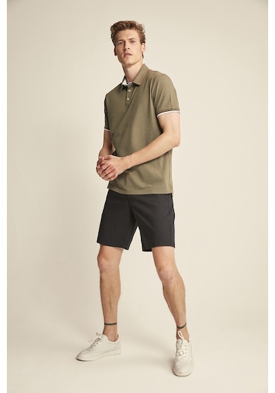 Grımelange Noah Erkek Haki Polo Yaka Slim Fit T-shirt