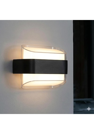 Dekoratif Aydınlatma 12w Led Aplik Cata Gozo Dış Ve İç Mekan Duvar Apliği - 3200k Günışığı, Ip44, Şeffaf Pl Çok Renkli