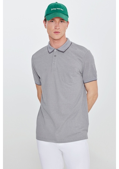 Ac&Co / Altınyıldız Classics Polo Yaka Cepli Regular Fit Bol Kesim Düz Tişört - 465114609 Gri