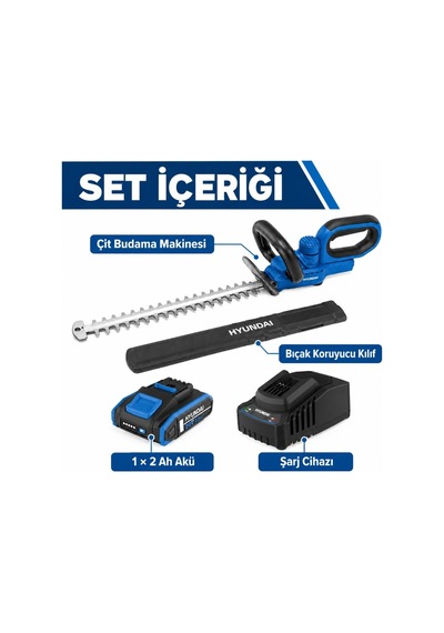 Hyundai Hy20cht 20v Akülü Çit Budama Makinesi 55 Cm 2 Ah Akü Ve Şarj Cihazı Dahil