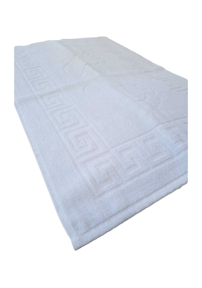 2 Li Ayak İzli Banyo Pamuklu Ayak Havlusu 50x70 Cm Beyaz