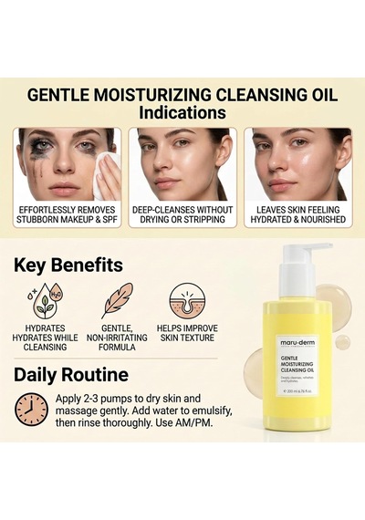 Maruderm Yağ Bazlı Temizleyici Yüz Ve Vücut İçin Nem Destekli Temizleme Yağı, Bitkisel Özütlerle, 200 Ml