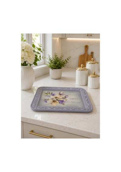 Sunumluk Tepsi Epoksi Yüzey 28cm 21cm Mutfak Dekorasyon Mor - 909304237 Mor