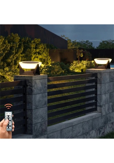 Vzvı C3008-e Uzaktan Kumandalı Güneş Enerjili Bahçe Lambası Ip65 Led Sütun Aydınlatma 3000k Güç Siyah - Beyaz