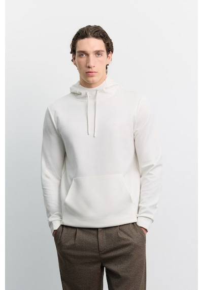 Avva Erkek Ekru Kapüşonlu Kolay Ütülenebilir İnterlok Regular Fit Sweatshirt B001034