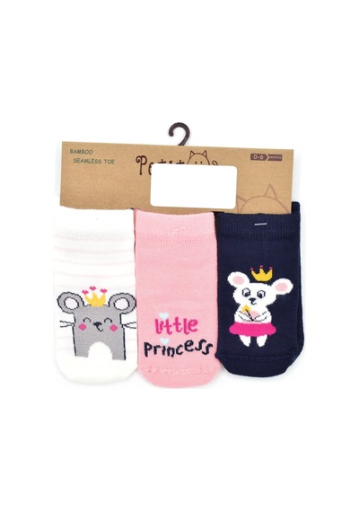Petit Minou 3'lü Little Mouse Bebek Çorabı 2195 Çok Renkli