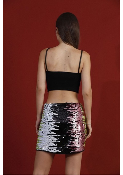 Verymoda Pullu Etek F1401 Siyah Pullu