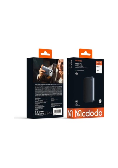 Mcdodo Mc-2431 Metaair 25w 10000mah Ultra İnce Metal Kablosuz Powerbank Siyah