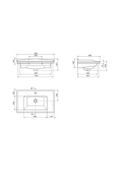 Turkuaz Seramik Cerastyle Kapadokya Etajer Uyum Damlalıklı Lavabo 80 x 48CM