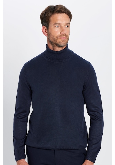 Tudors Erkek Slim Fit Dar Kesim Yumuşak Dokulu Tüylenmeyen Lacivert Tam Balıkçı Yaka Triko Kazak-29110 Lacivert