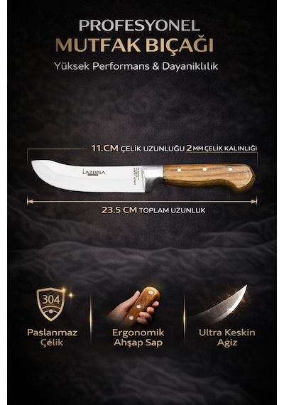 Lazbisa Mutfak Bıçak Seti 3'Lü Bilezikli Y-S-2 Kahverengi