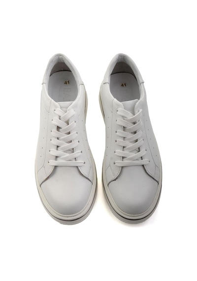 Beyaz Hakiki Deri Erkek Sneaker E01089006541 Beyaz