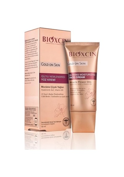 Bioxcin Gold On Skin Işıltılı Nemlendirici Yüz Kremi Hyalüronik Asitli, Pantenollü, Çiçek Yağları İle Zenginleştirilmiş, Tüm Cilt Tipleri İçin, 50 Ml