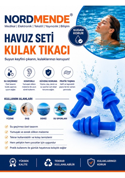 Havuz Seti Silikon Kulak Tıkacı Su Sporları Yüzme Deniz Duş İçin Su Geçirme Engel Tıkaç Diğer