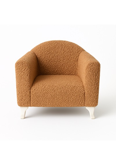 Bouclé Teddy Çocuk Koltuğu Dokulu Premium Kumaş Tarçın Camel Kahve
