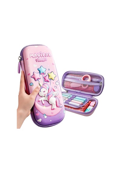 Valkyrie 3 Boyutlu Ay Yıldız Balon Unicorn Su Geçirmez Kalem Kutusu Pembe
