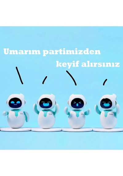 Eilik - Akıllı Masaüstü Arkadaşı Robot İnteraktif, Duygusal Zeka Ve Dokunmatik Tepkili Eğitici Oyuncak Mavi