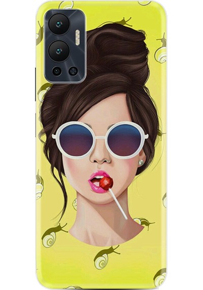 Infinix Hot 12 Kılıf Resimli Desenli Baskılı Silikon Lollipop Woman 1416