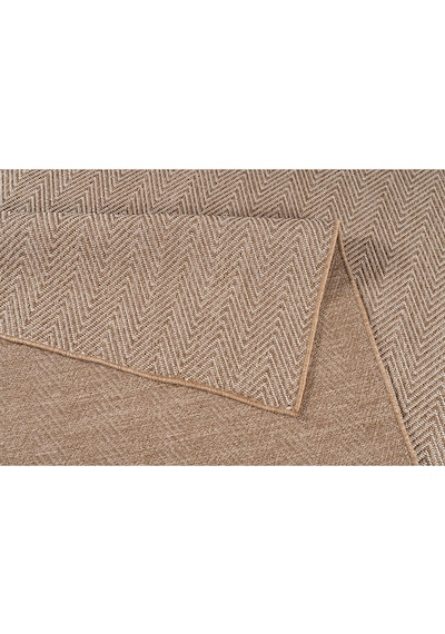 Srz-0503 Jüt Tabanlı Hasır Dokuma Örme Bohem Antialerjik Halı Kilim Balık Sırtı Kahverengi - Krem