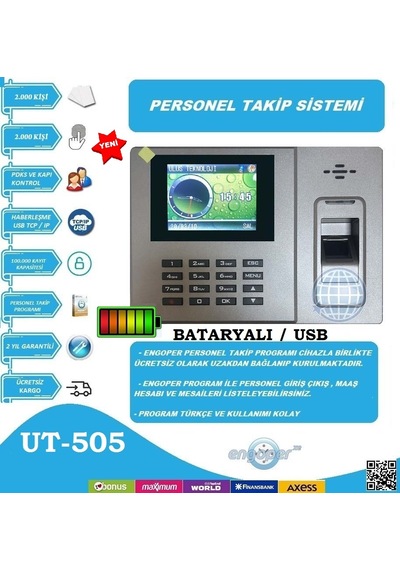 Bataryalı Parmakizi Okuyuculu Personel Takip Cihazı