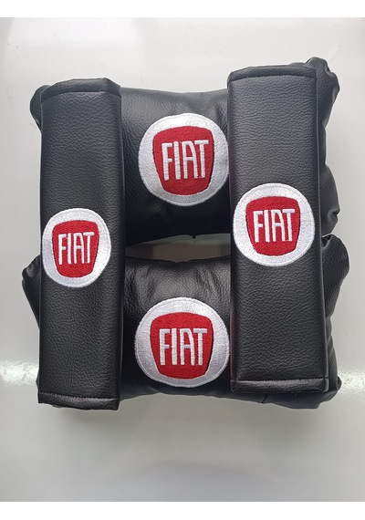 Fiat Uyumlu Oto Boyun Yastığı + Emniyet Kemer Pedi Kırmızı Beyaz