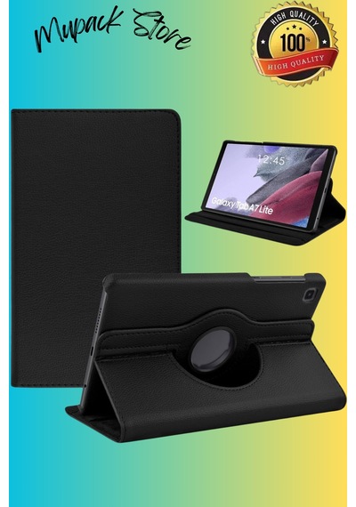 Galaxy Tab A7 Lite T225 Uyumlu 360 Dönerli Deri Korumalı Tablet Kılıfı - Siyah Kapaklı Kılıf Galaxy Tab A7 Lite T225 Uyumlu 360 Dönerli Deri Korumalı Tablet Kılıfı - Siyah Kapaklı Kılıf